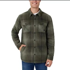 Voyager Men's Olive Plaid Sherpa Jacket